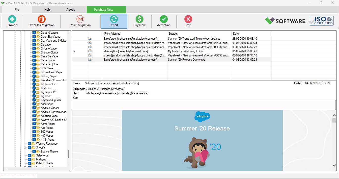 vMail OLM to O365 Migration screenshot