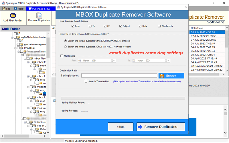 SysInspire MBOX Duplicate Remover screenshot