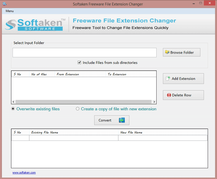 Softaken Freeware File Extension Changer screenshot