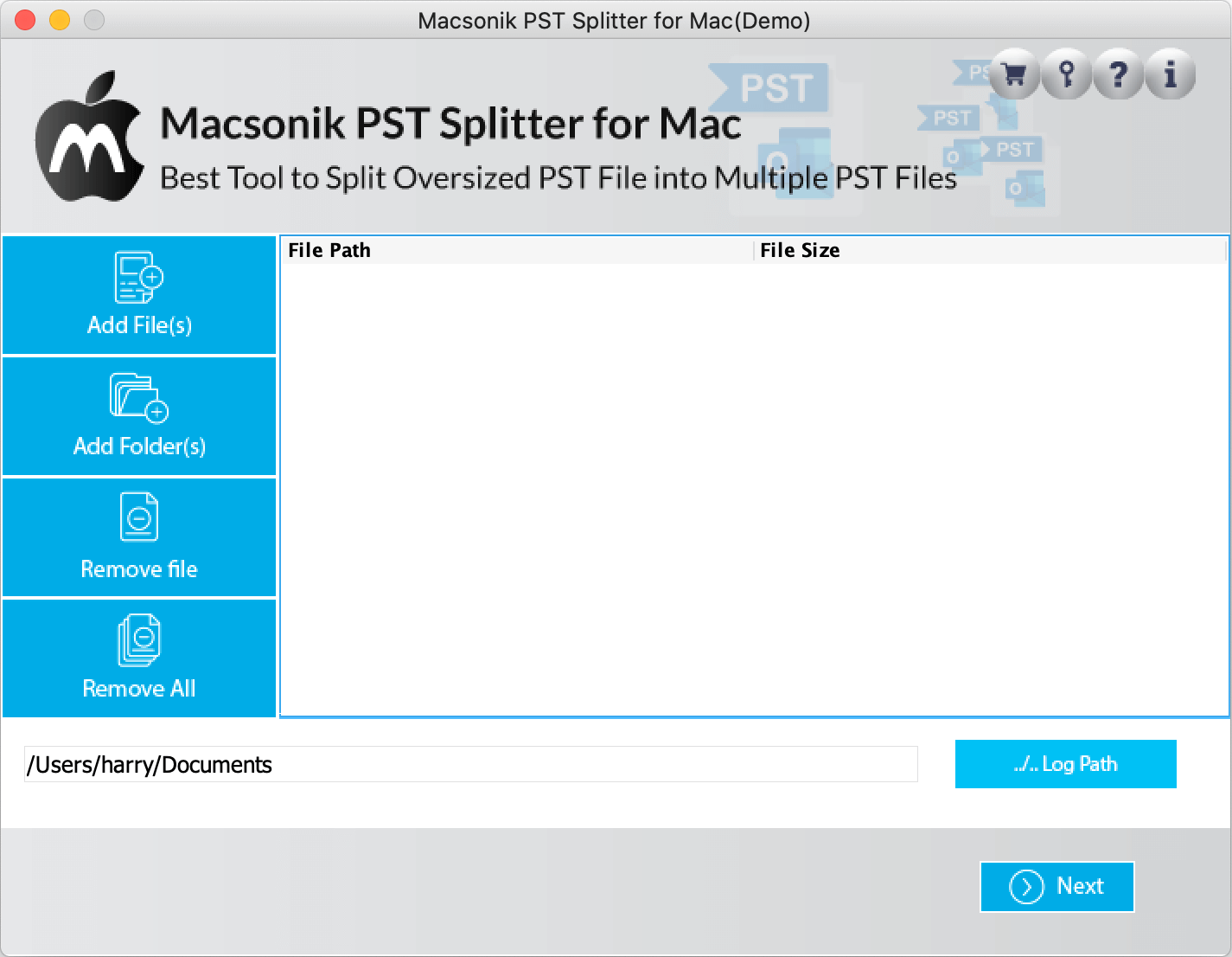 MacSonik PST Splitter screenshot