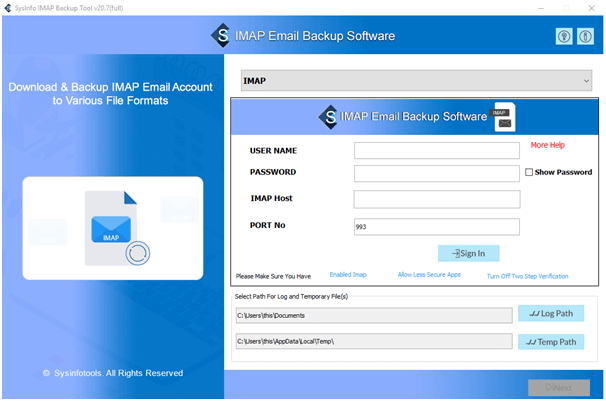 SysInfoTools IMAP Email Backup Software screenshot