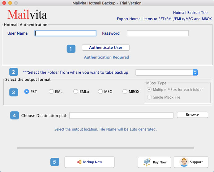 MailVita Hotmail Backup for Mac screenshot