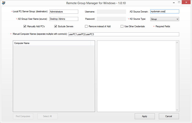 Remote Group Manager for Windows screenshot