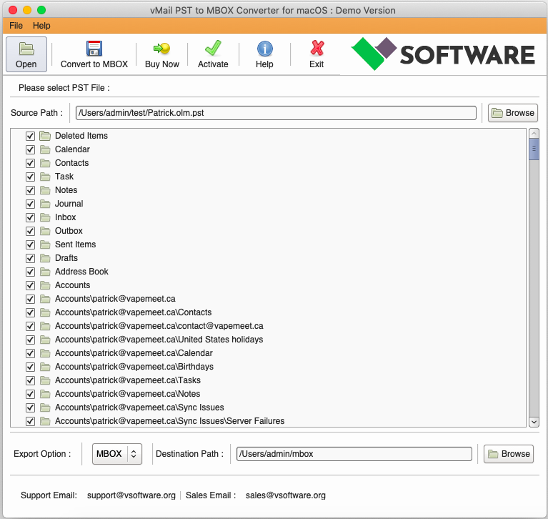 vMail PST to MBOX Converter for macOS screenshot