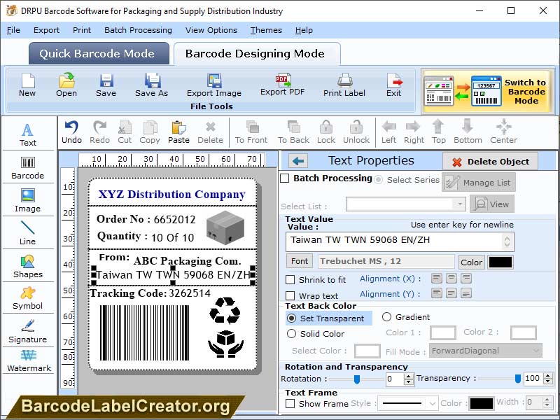 Barcode Creator for Packaging screenshot