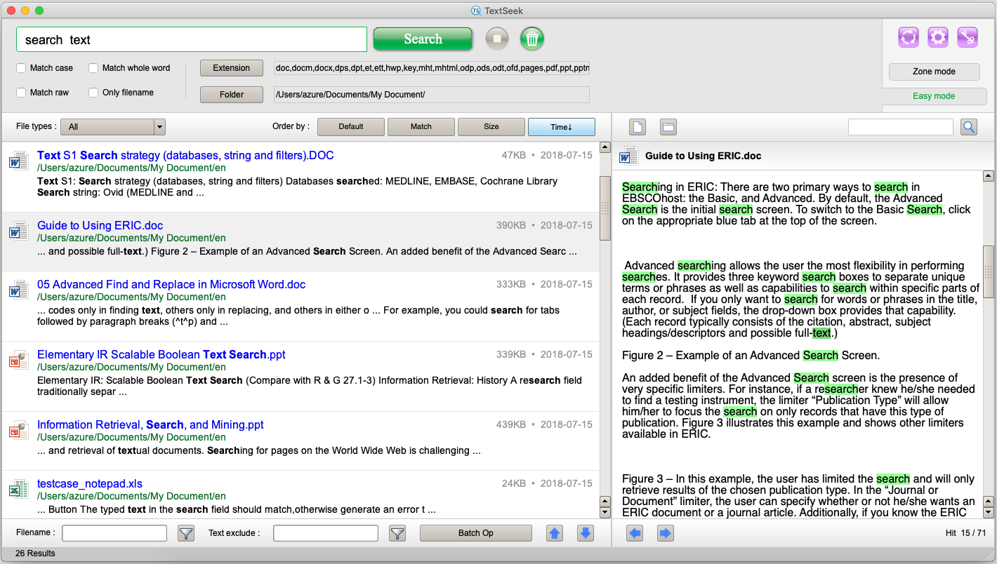 TextSeek (Mac) screenshot