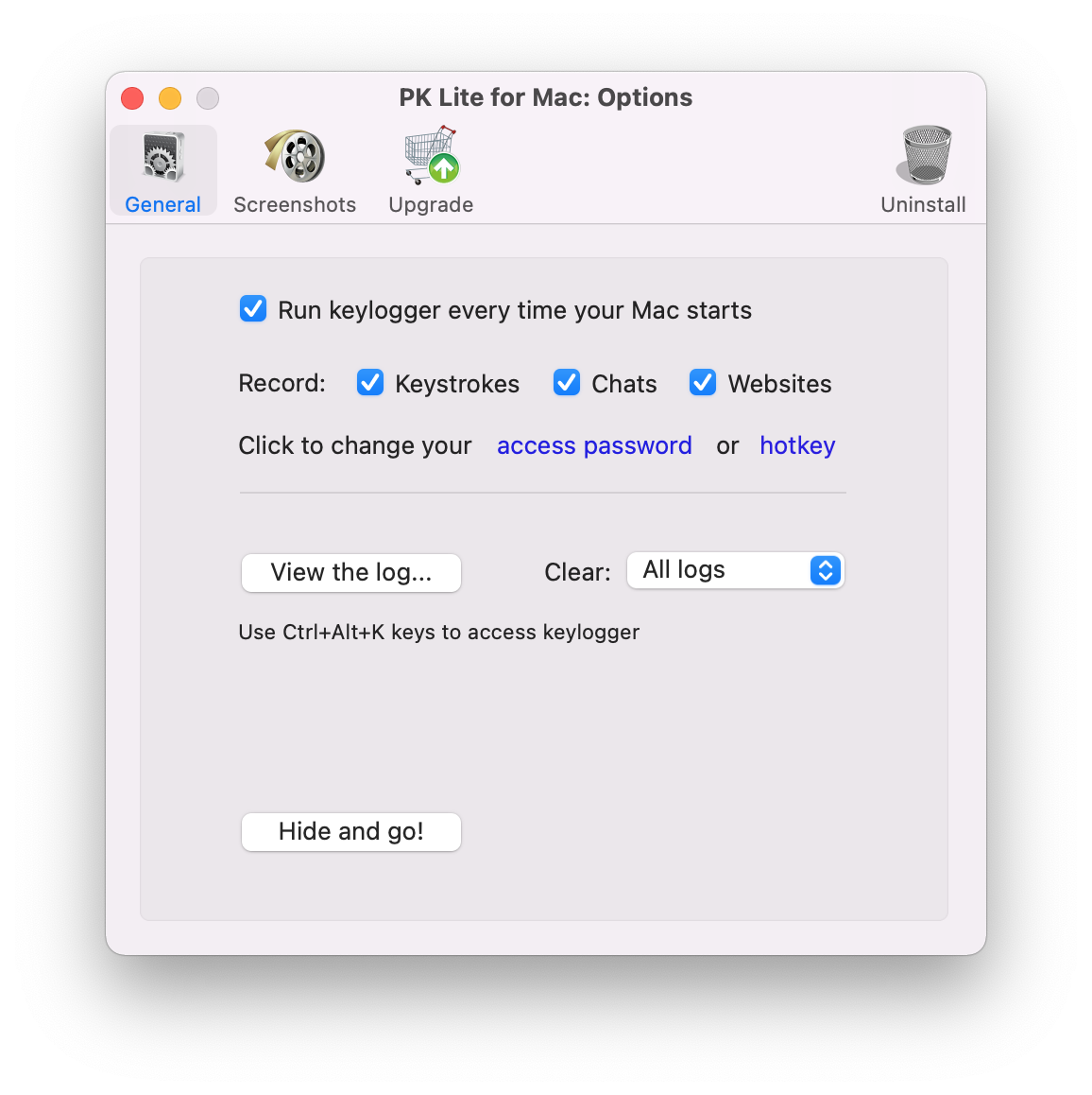 Perfect Keylogger for Mac Lite screenshot