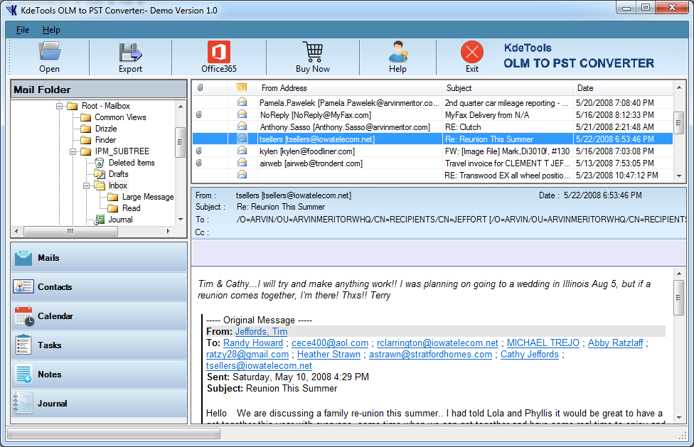 KDETools OLM to PST Converter screenshot