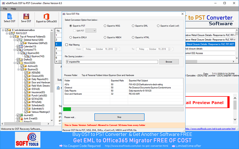 eSoftTools OST to PST Converter screenshot