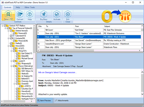 eSoftTools OST to NSF Converter screenshot