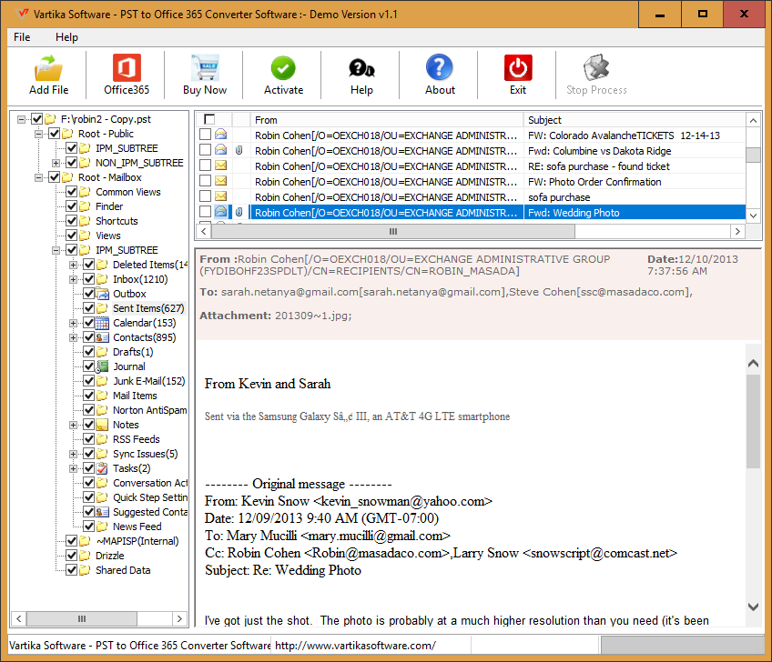 Vartika PST to Office 365 Converter screenshot