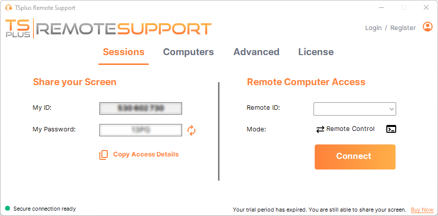 TSplus Remote Support screenshot