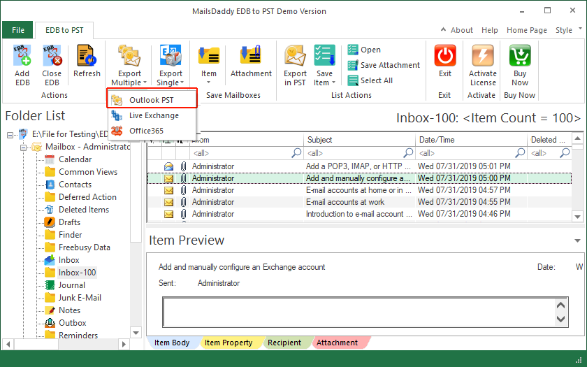 MailsDaddy EDB to PST Converter screenshot