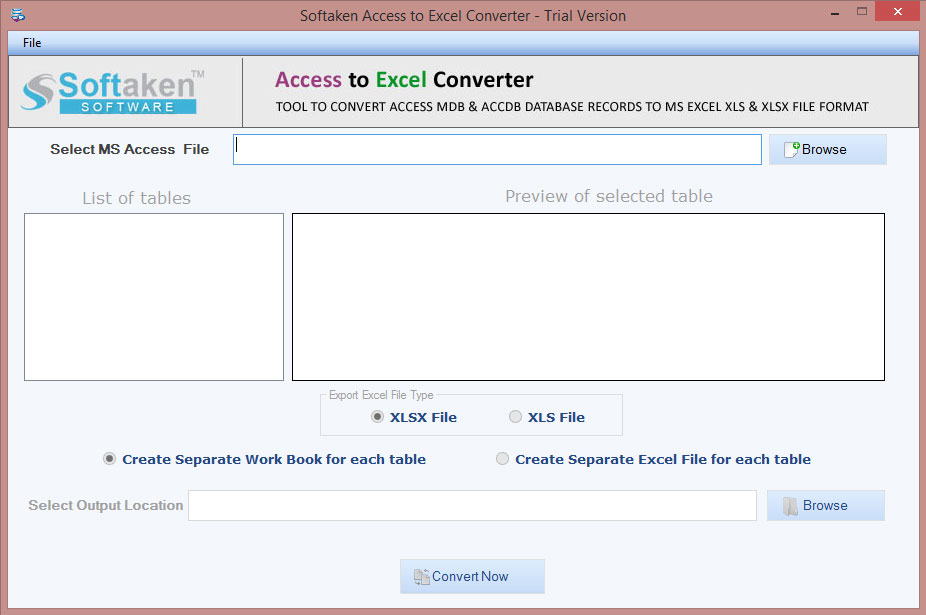 Softaken Access to Excel Converter screenshot