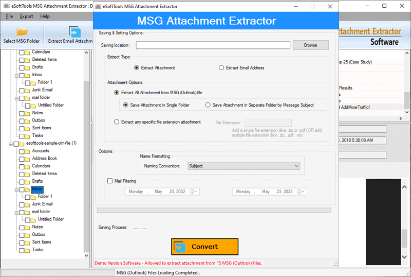 eSoftTools MSG Attachment Extractor screenshot