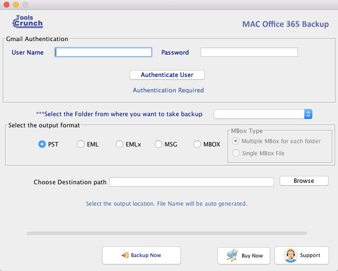 ToolsCrunch Mac Office 365 Backup screenshot