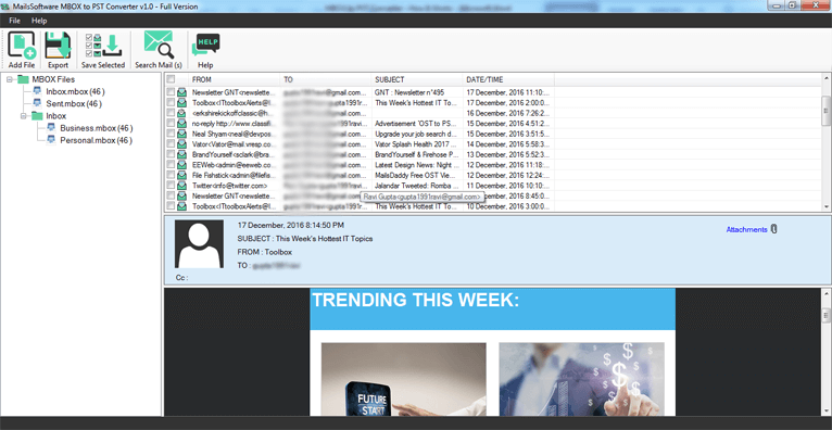 MailsSoftware MBOX to PST Converter screenshot