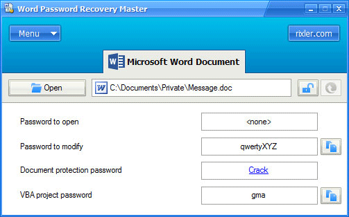 Word Password Recovery Master screenshot
