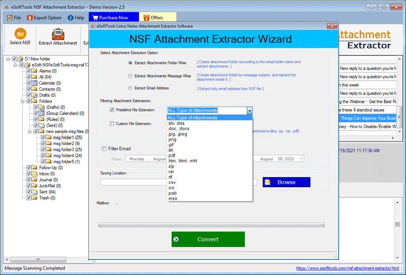 eSoftTools NSF Attachment Extractor screenshot
