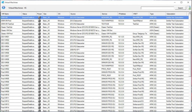 Azure VM Scheduler screenshot