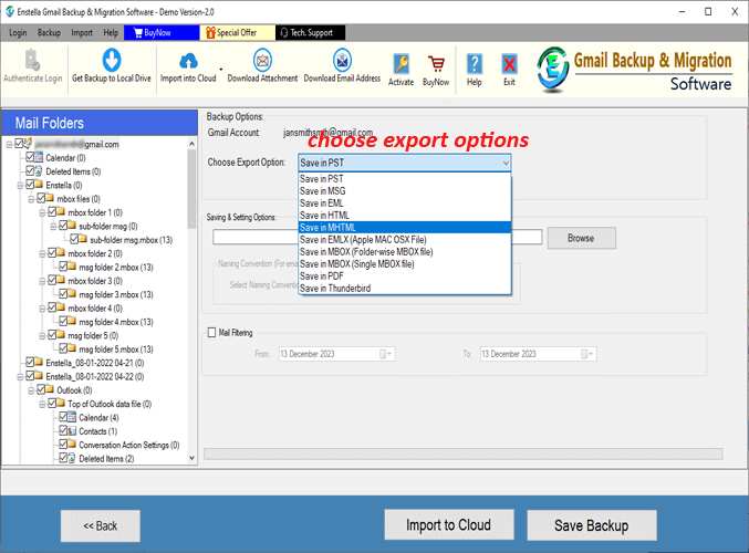 Enstella Gmail Backup and Migration Soft screenshot