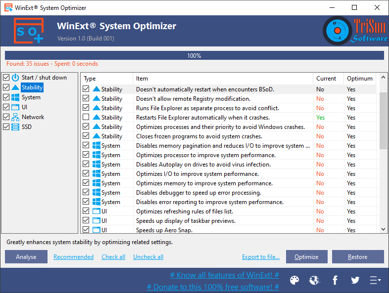 WinExt System Optimizer screenshot