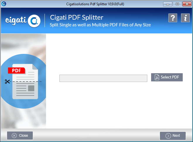 Cigati PDF File Splitter screenshot