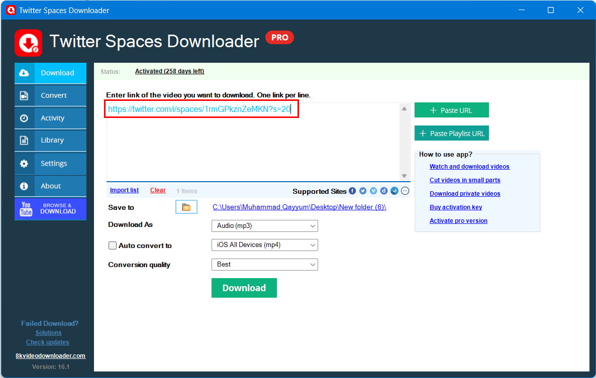 Spaces Downloader for Twitter screenshot