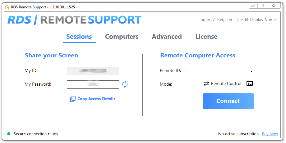 RDS Remote Support screenshot