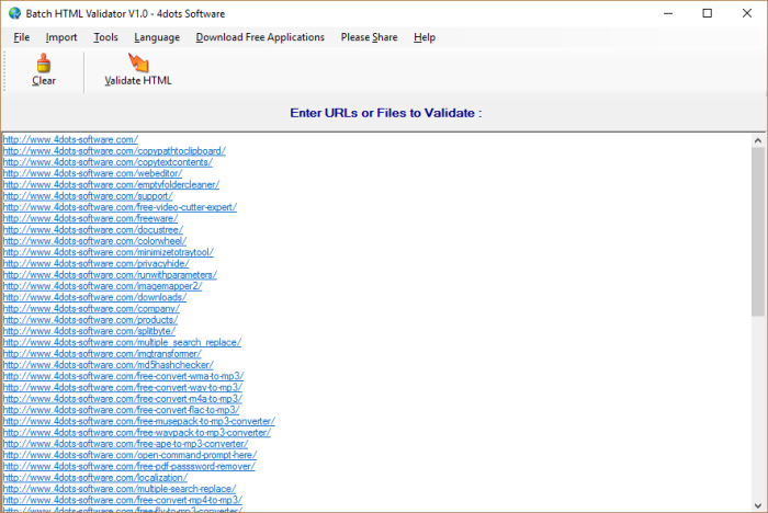 Batch HTML Validator screenshot