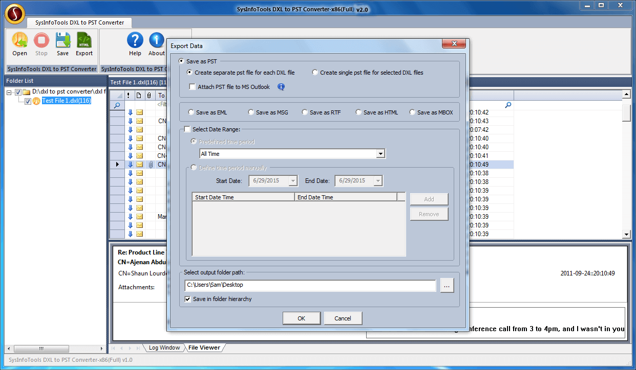 SysInfoTools DXL to PST Converter screenshot