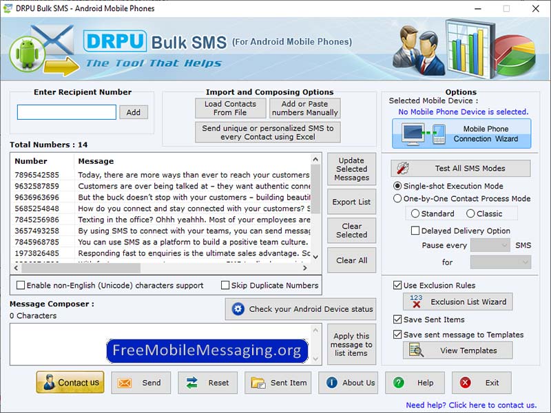 Bulk SMS Software for Android Mobile Pho screenshot