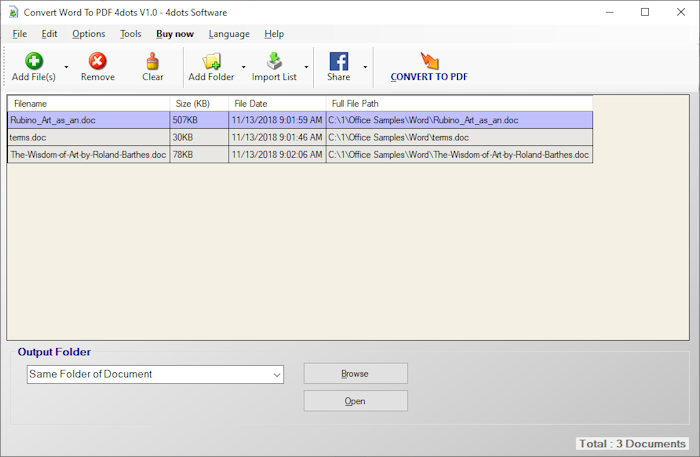 Convert Word to PDF 4dots screenshot