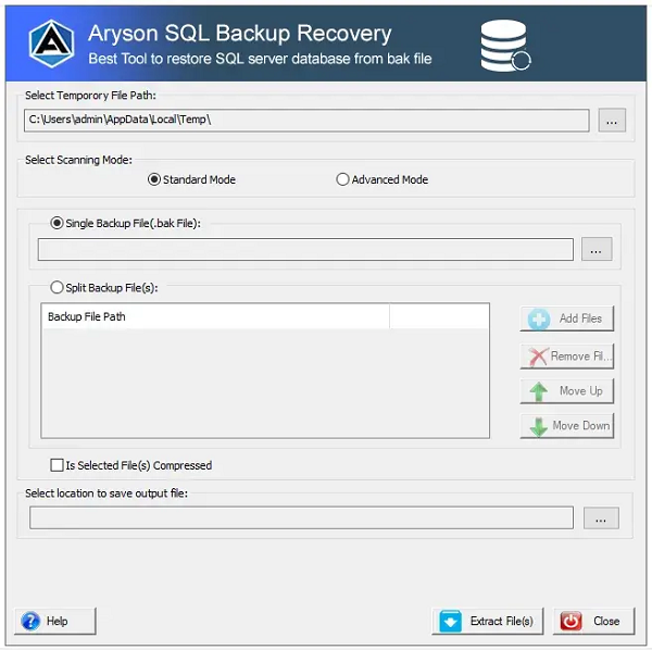 Aryson SQL Backup Recovery screenshot
