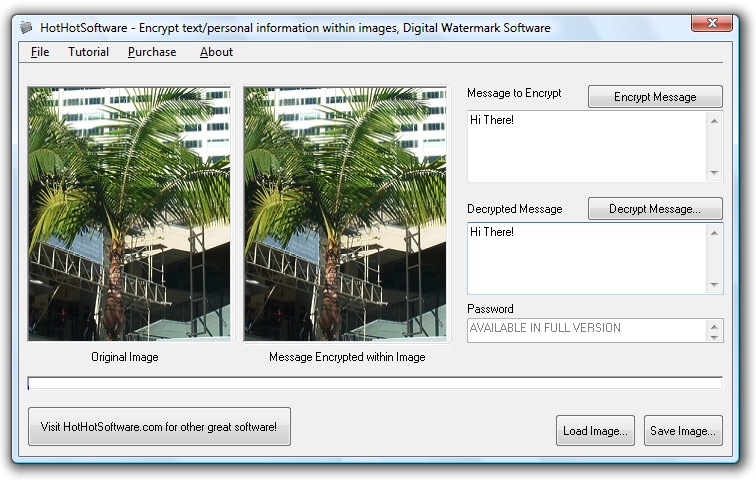 Encrypt your text within image files screenshot