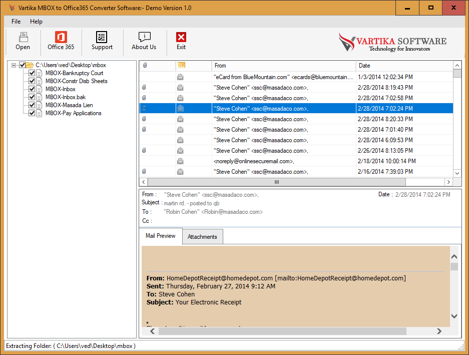 Vartika MBOX to Office365 Converter screenshot